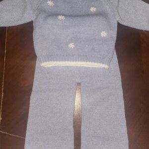 Light Lavender Knit Two-Piece Set with Daisy  Sweater And Pants Toddler 2T